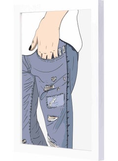 My Cuffed Jeans Themed Wall Painting With Frame White 23x33x2cm