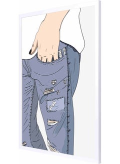 My Cuffed Jeans Themed Wall Painting With Frame White 53x73x2cm