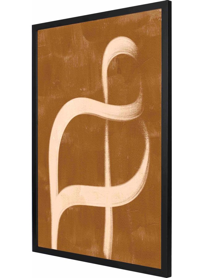 لوحة فنية جدارية بإطار تمثل رسماً تجريدياً أسود 53x73x2سم - Image 1