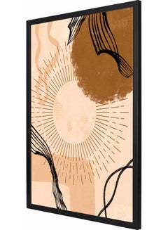 LOWHA Abstract Large Sun Themed Wall Art  Framed Painting Black 53x73x2cm  - Image 1