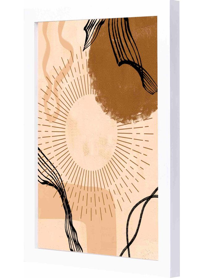 LOWHA Abstract Large Sun Themed Wall Art  Framed Painting White 23x33x2cm - Image 1