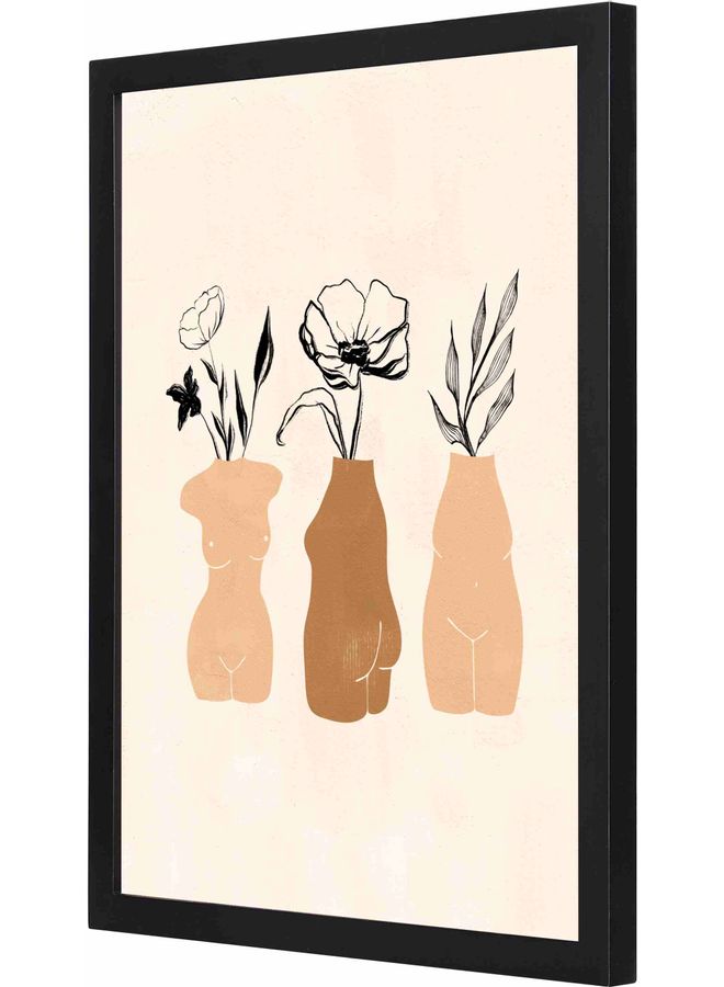 لوحة فنية جدارية بإطار تمثل نبات 4 أسود 33x43x2سم - Image 1