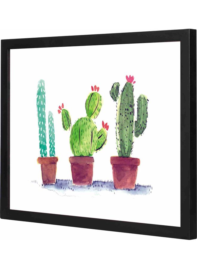 لوحة فنية جدارية مزودة بإطار ومزينة بطبعة تمثل نبات الصبار أسود 33x43x2سم