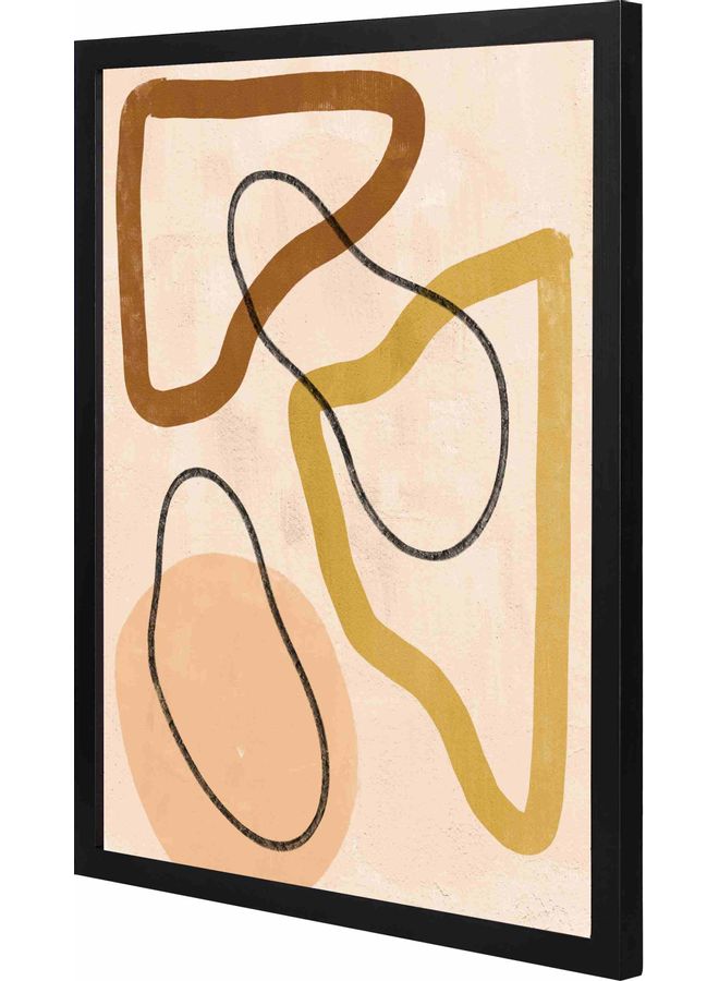 لوحة فنية جدارية بتصميم تجريدي مختلط ومزودة بإطار أسود 43x53x2سم - Image 1