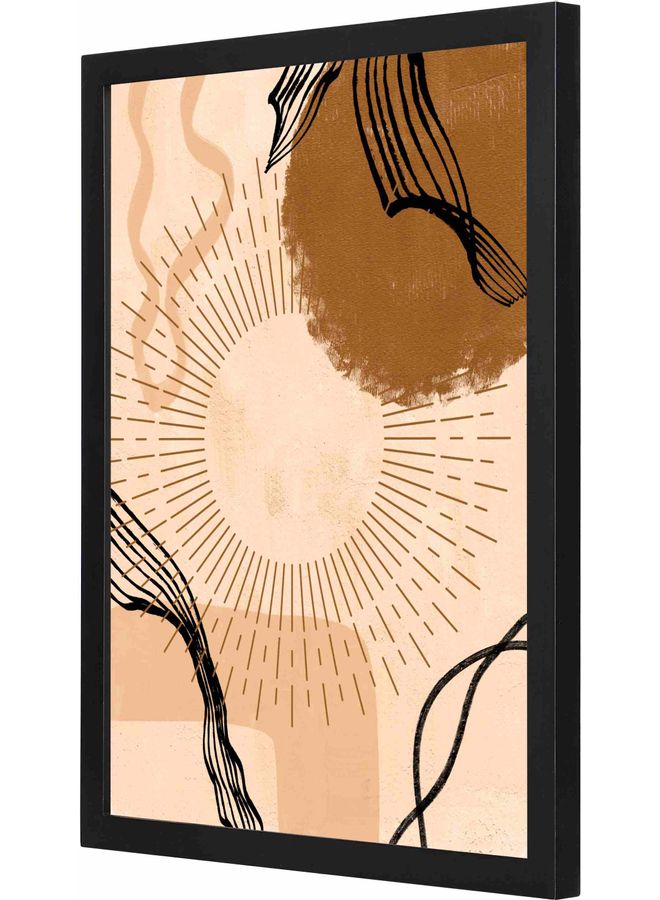 LOWHA Abstract Large Sun Framed Wall Art Painting Black 33x43x2cm - Image 1