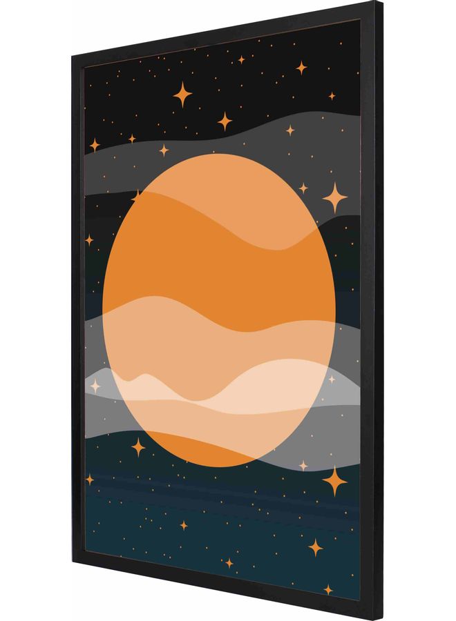 LOWHA Landscape Poster Framed Wall Art Painting Black 53x73x2cm - Image 1