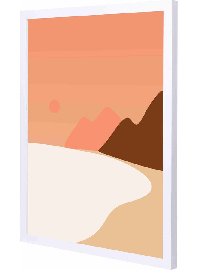 لوحة فنية جدارية بإطار مزينة بنمط يمثل منظراً طبيعياً أبيض 43x53x2سم - Image 1