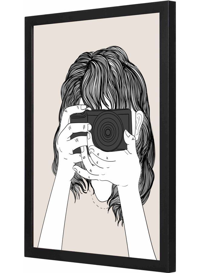 لوحة فنية جدارية بإطار تمثل التقاط صورة أسود 33x43x2سم - Image 1