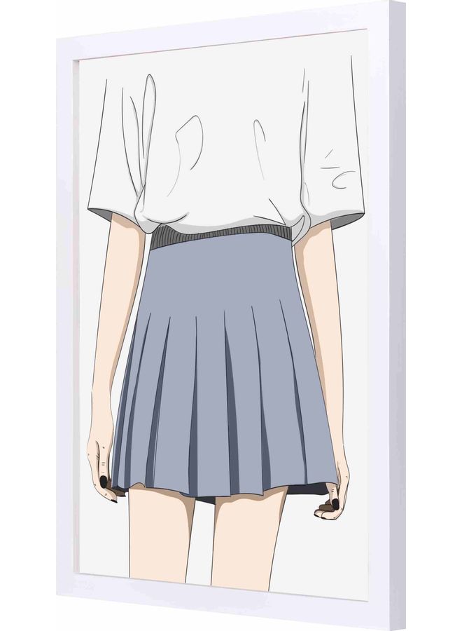 LOWHA Short Skirt Painted Framed Wall Painting White 33x43x2cm 