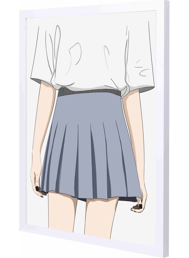 LOWHA Short Skirt Painted Framed Wall Painting White 43x53x2cm 
