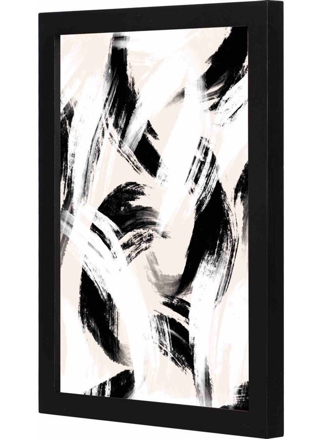 LOWHA Abstract Brush Framed Wall Art Painting Black 23x33x2cm - Image 1