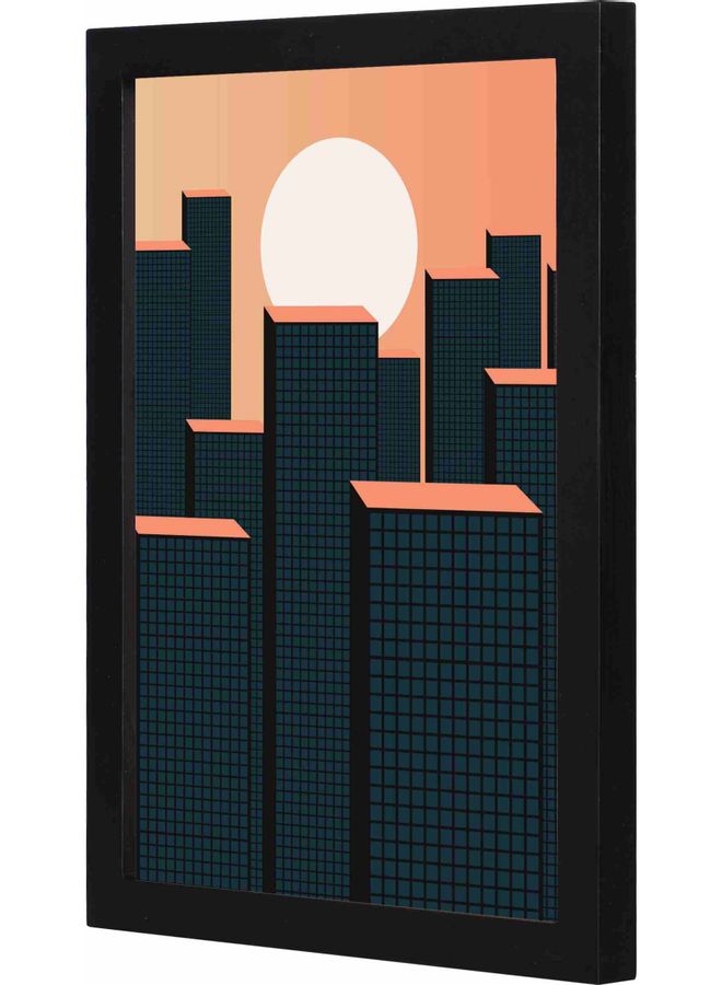 لوحة فنية جدارية بإطار مزينة بنمط يمثل منظراً طبيعياً أسود 23x33x2سم - Image 1