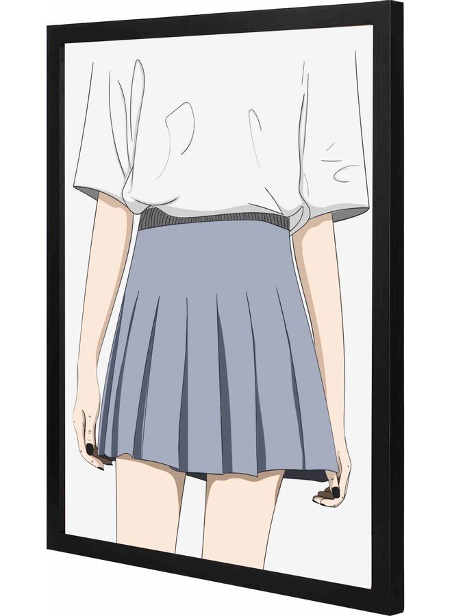 LOWHA Short Skirt Painted Framed Wall Painting Black 43x53x2cm 
