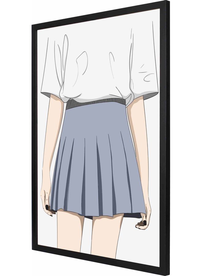 LOWHA Short Skirt Painted Framed Wall Painting Black 