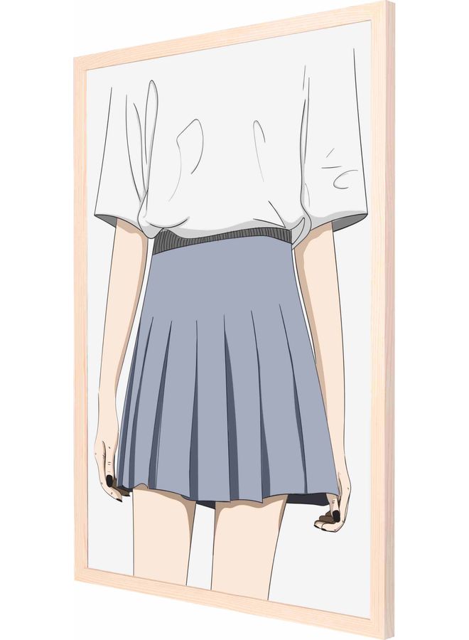 LOWHA Short Skirt Painted Framed Wall Painting Wood 53x73x2cm 