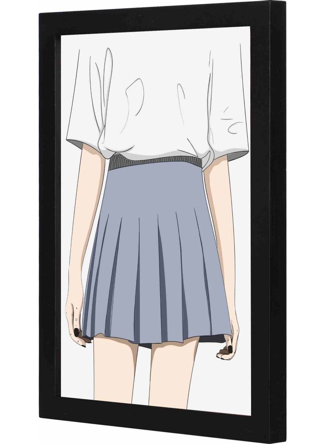 LOWHA Short Skirt Painted Framed Wall Painting Black 23x33x2cm 