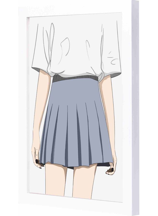 LOWHA Short Skirt Painted Framed Wall Painting White 23x33x2cm 