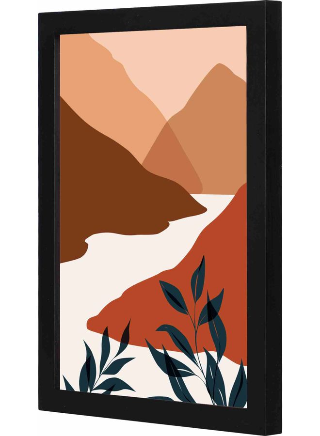 لوحة فنية جدارية بإطار مزينة بنمط يمثل منظراً طبيعياً أسود 23x33x2سم - Image 1