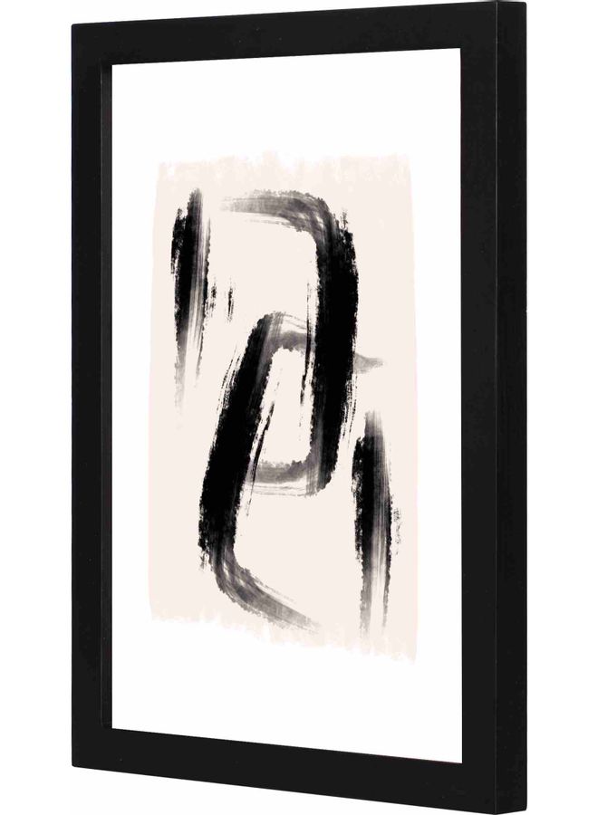 لوحة فنية جدارية بإطار تمثل رسماً تجريدياً أسود 23x33x2سم - Image 1