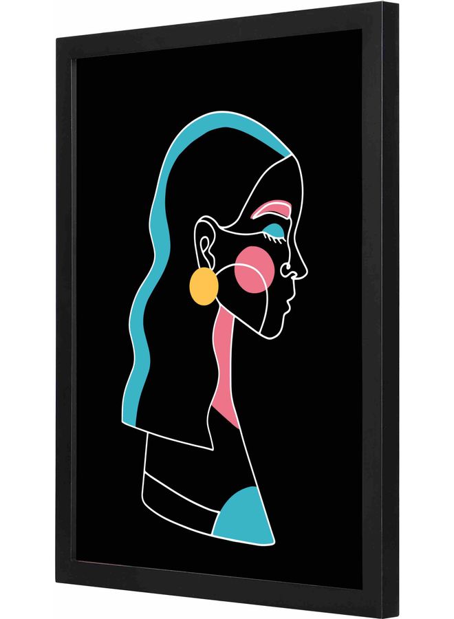 LOWHA Cloed Woman Face Framed Wall Art Black 33x43x2cm - Image 1