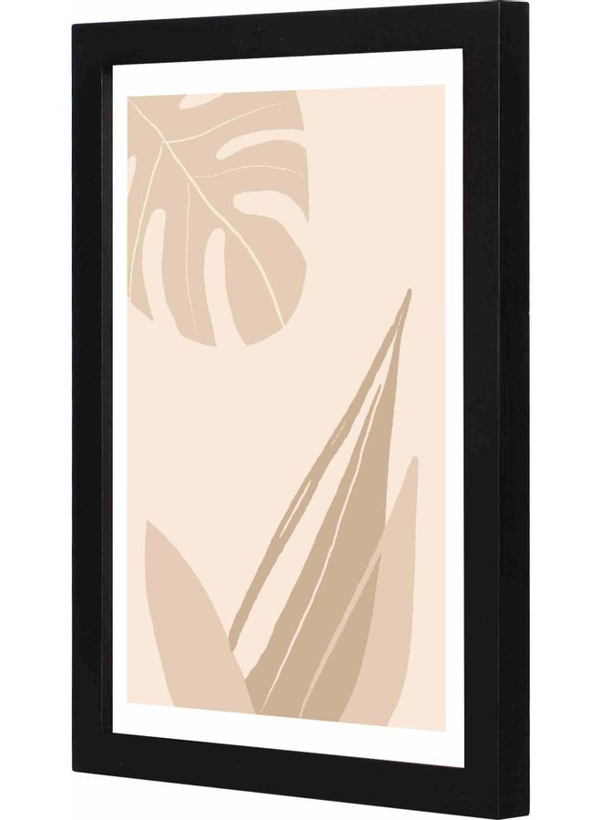 لوحة فنية بإطار بتصميم ورقة شجر كبيرة أسود 23x33x2سم - Image 1