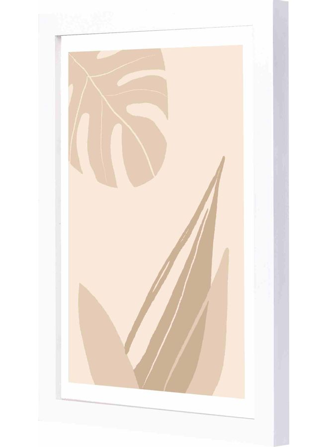 LOWHA Large Leaf Framed Wall Art Painting White 23x33x2cm - Image 1