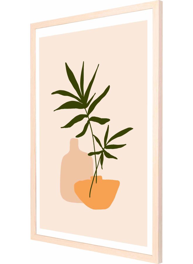 لوحة فنية جدارية بإطار تمثل نبتة صغيرة جميلة خشبي 53x73x2سم - Image 1