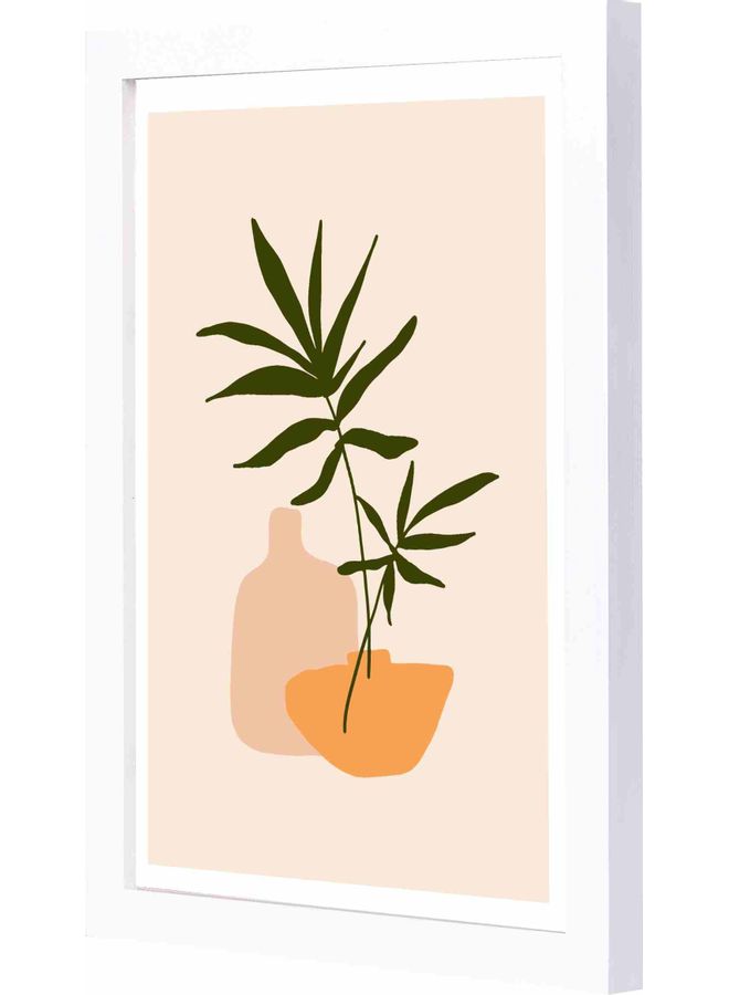 لوحة فنية جدارية بإطار تمثل نبتة صغيرة جميلة أبيض 23x33x2سم - Image 1