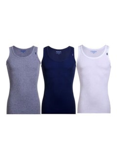 3-Piece Cotton Sleeveless Tank Top Undershirts Set Multicolour