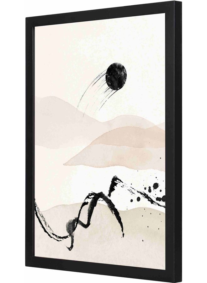 لوحة فنية جدارية بإطار مزينة بنمط يمثل منظر طبيعي أسود 33x43x2سم - Image 1