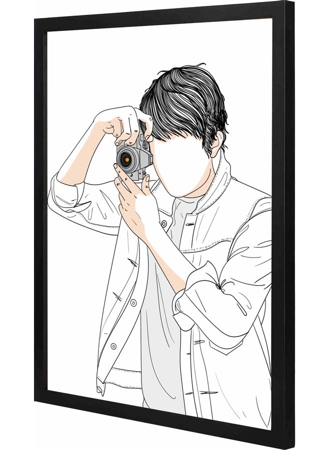 لوحة فنية للديكور بإطار وتصميم يعبّر عن مصوّر فوتوغرافي أسود 43x53x2سم - Image 1