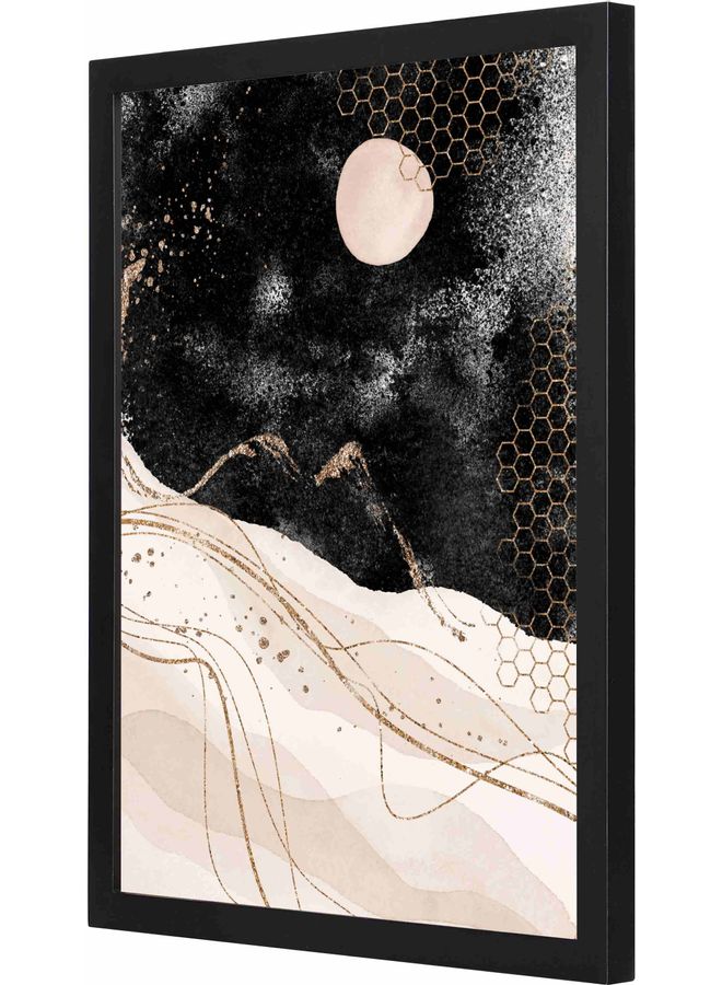 لوحة فنية جدارية بإطار مزينة بنمط يمثل منظر طبيعي أسود 33x43x2سم - Image 1