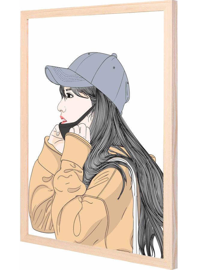 LOWHA Hat Mask Framed Wall Art Painting Beige 43x53x2cm - Image 1