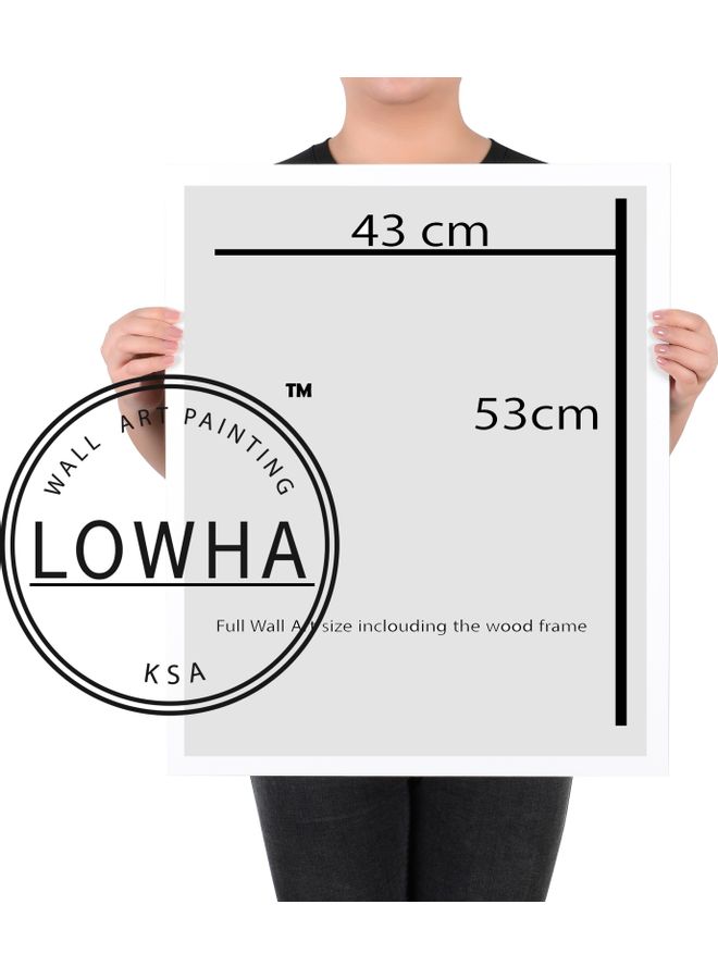 LOWHA Hat Mask Framed Wall Art Painting White 43x53x2cm - Image 2