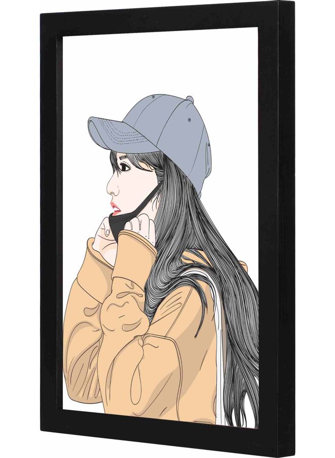 LOWHA Hat Mask Framed Wall Art Painting Black 23x33x2cm - Image 1
