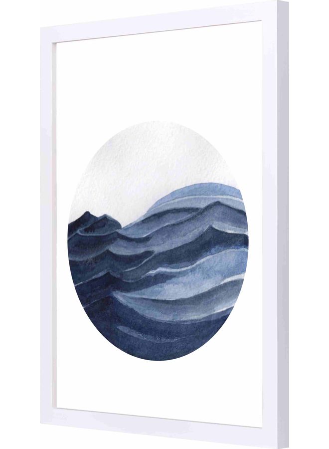 لوحة فنية جدارية بإطار مزينة بنمط يمثل المحيط أبيض 33x43x2سم - Image 1