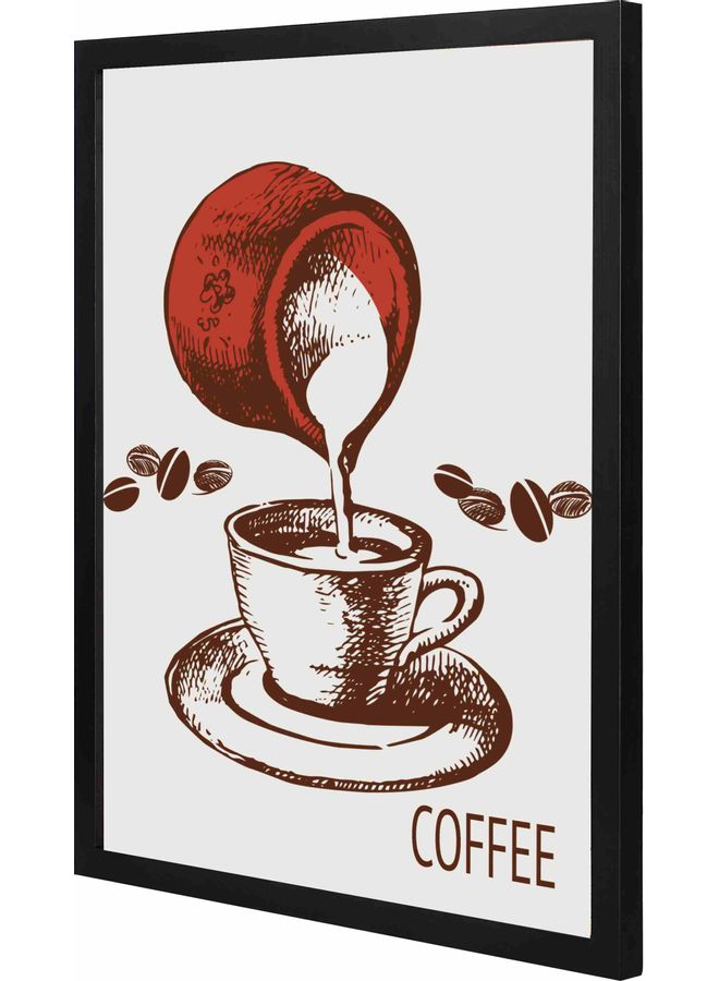 لوحة فنية بإطار وتصميم يعبّر عن القهوة أسود 43x53x2سم - Image 1
