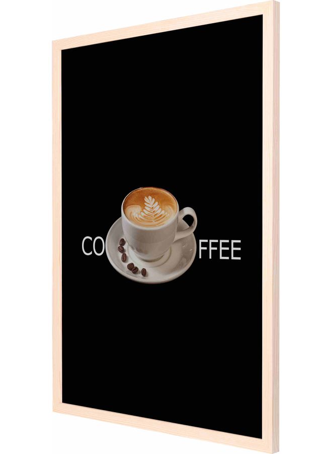لوحة فنية بإطار وتصميم يعبّر عن القهوة خشبي 53x73x2سم - Image 1
