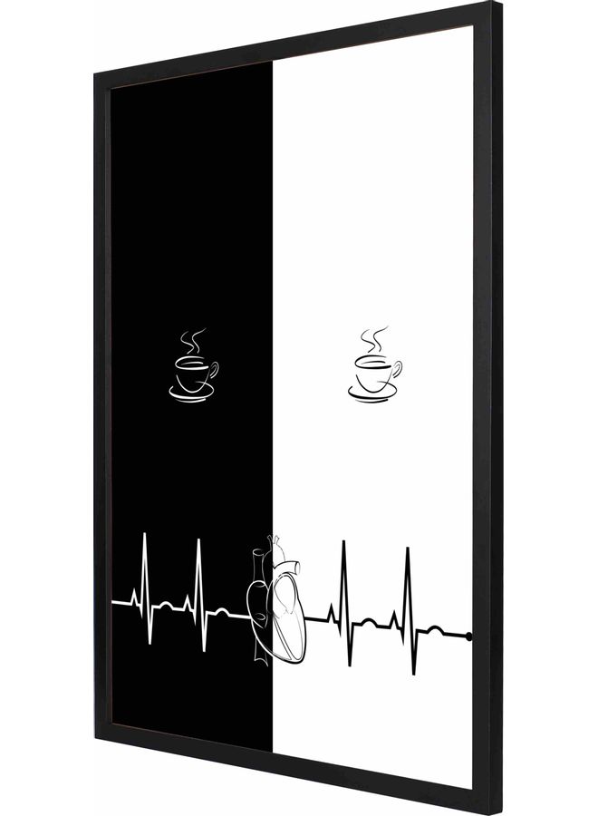 لوحة فنية بإطار وتصميم يعبّر عن القهوة أسود 53x73x2سم - Image 1