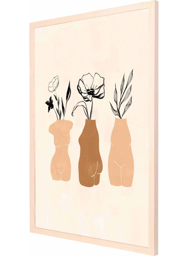 لوحة فنية جدارية بإطار تمثل نباتاً خشبي 53x73x2سم - Image 1