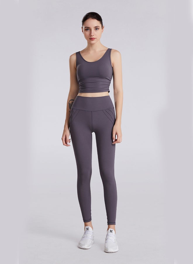 Joychic - Solid Design Sports Leggings Grey - Image 1