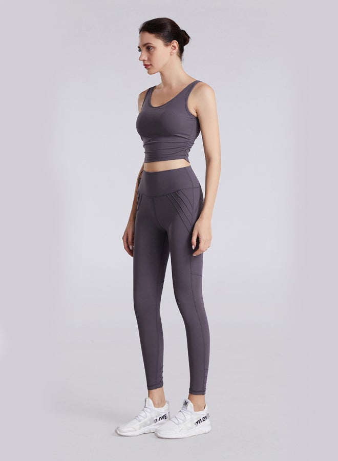 Joychic - Solid Design Sports Leggings Grey - Image 1