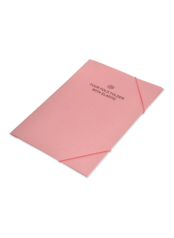 إف اي أس  مجلد بأربع طيات مع أشرطة مطاطية، من 40 قطعة وردي/أسود - Image 1