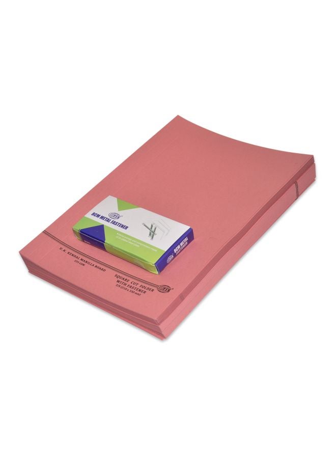 FIS 100-Piece Square Cut File Folder With Fastener Set Pink - Image 1
