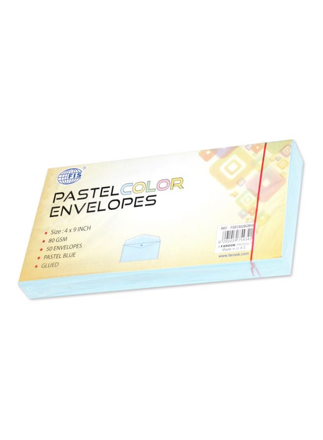 FIS 50-Piece Pastel-Coloured Envelope Set Pastel Blue - Image 1
