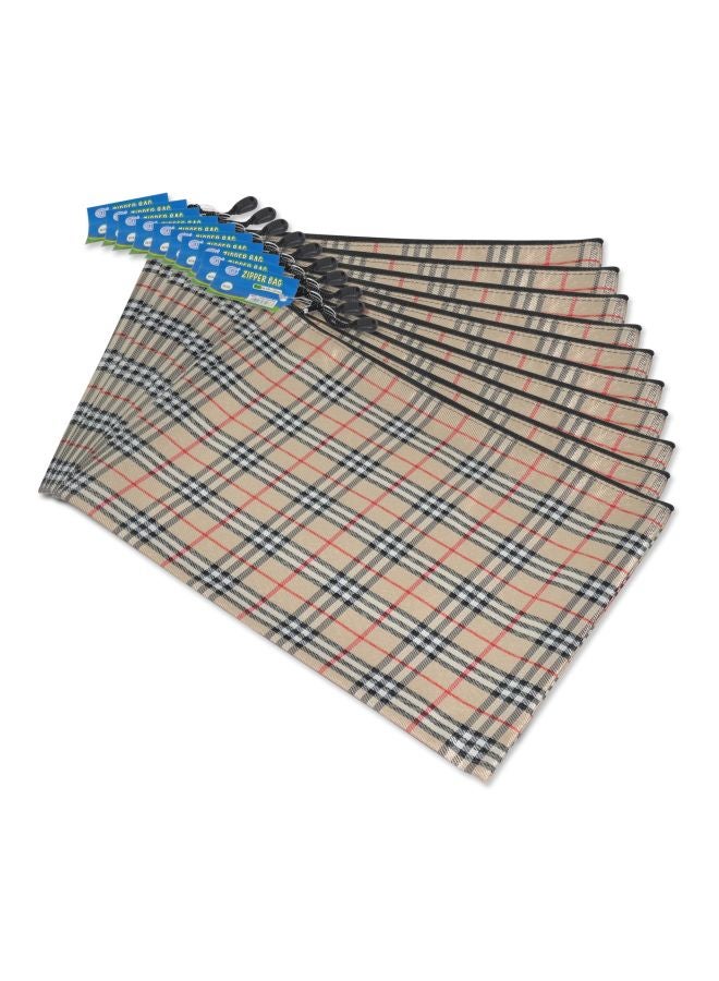 إف اي أس  مجموعى حقائب مقاس A4 بسحاب من 10 قطع بيج/أسود/أحمر - Image 1