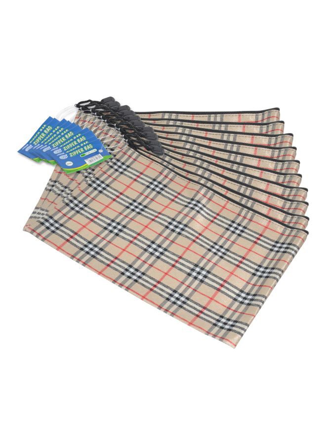 FIS 10-Piece A4 Zipper Bag Set Beige/Black/Red - Image 1