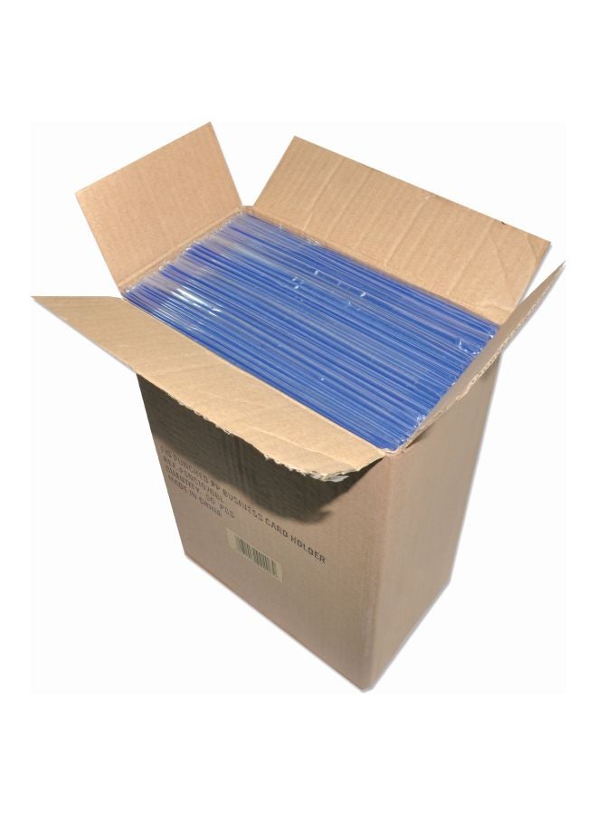 FIS 50-Piece Punched Business Cards Holder Set Clear/Blue - Image 2