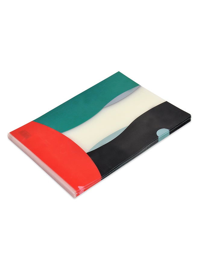 إف اي أس  حافظة على شكل حرف L مقاس A4، من 100 قطعة أسود/أخضر/أحمر - Image 1