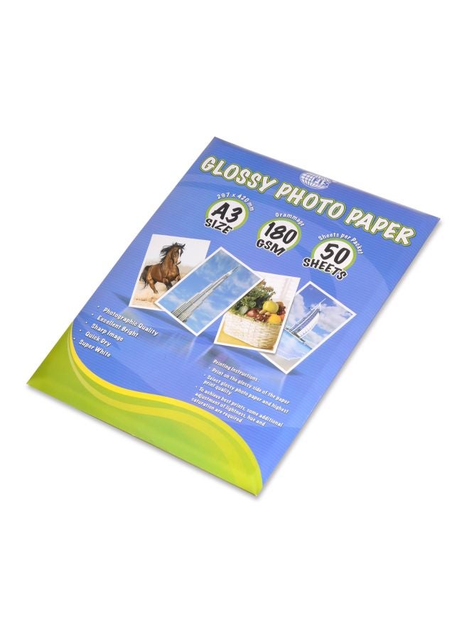 إف اي أس  مجموعة ورق صور لامع مقاس A3 للطابعة النافثة للحبر من 50 قطعة - Image 1